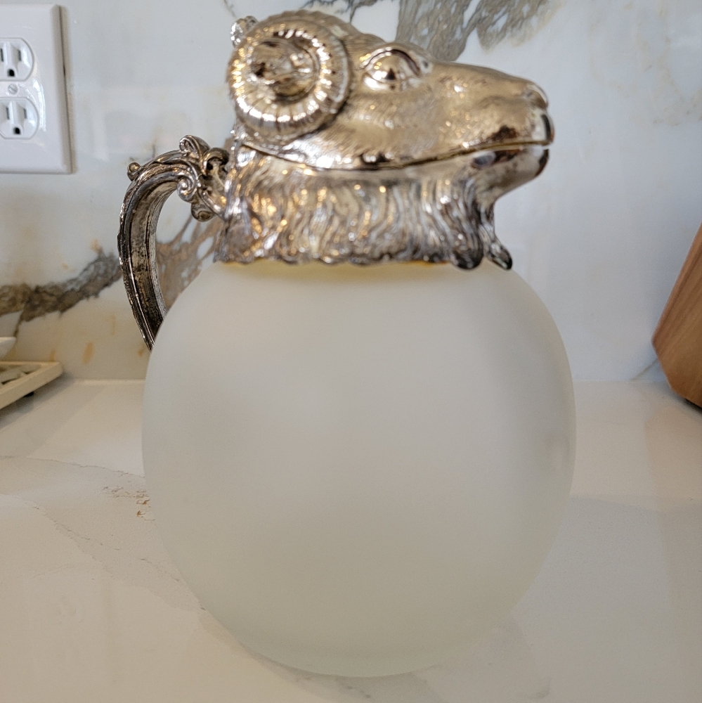 Elegant Silver and Frosted Glass Pitcher